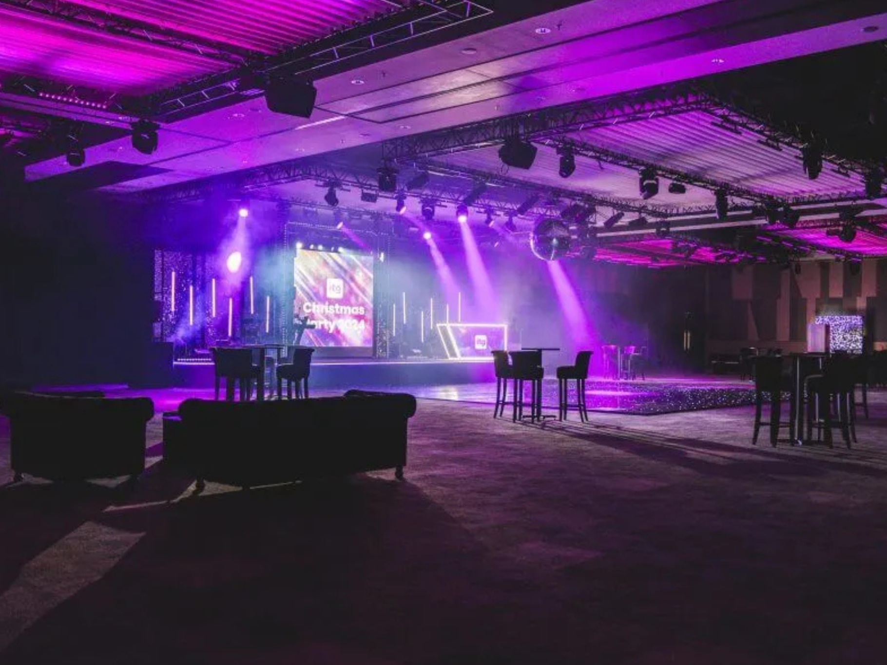 Premier Live AV production for Full-Service Transformation of The VOX for a Corporate Party - stage and set build