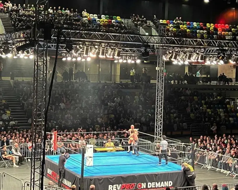 Premier Live AV production for New Japan Pro-Wrestling at Copper Box Arena, London - screen and video content