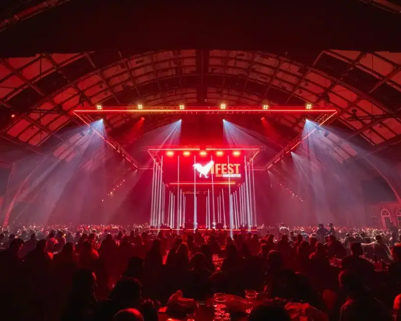 Premier Live AV production for KFC UK&I at Manchester Central - lighting rig