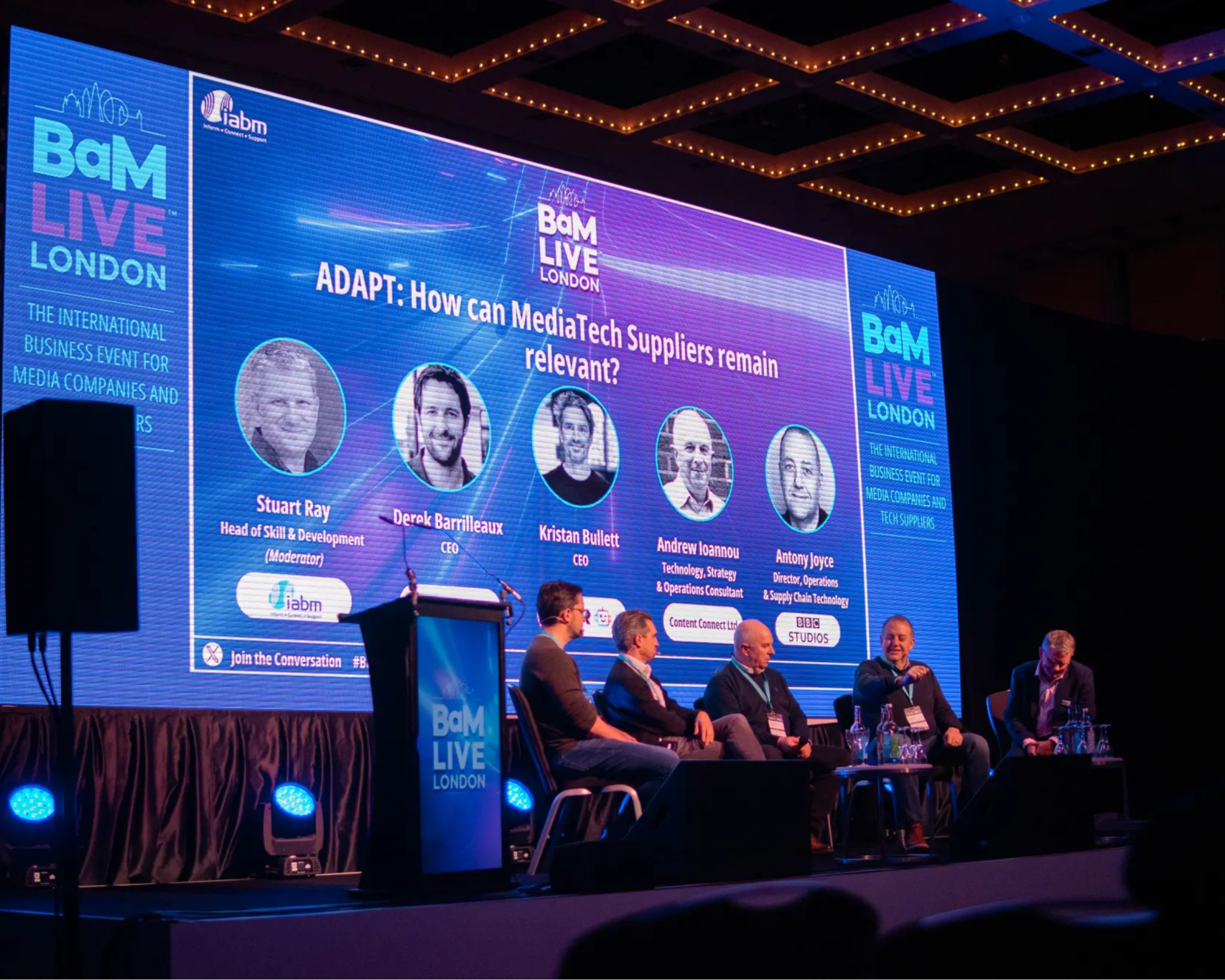 Premier Live AV production for IABM at Novotel London West, Hammersmith - stage and set build