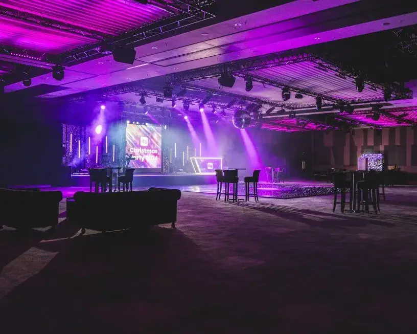 Premier Live AV production for Full-Service Transformation of The VOX for a Corporate Party - lighting rig