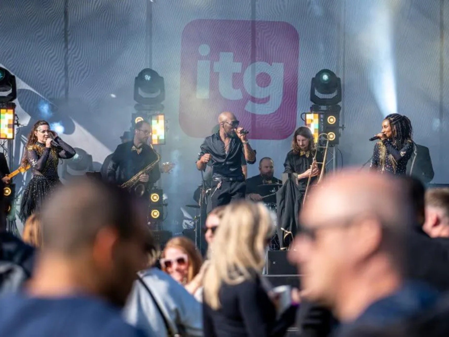 Premier Live AV production for Inspired Thinking Group (ITG) at Hatton Country World Event Field - stage and set build