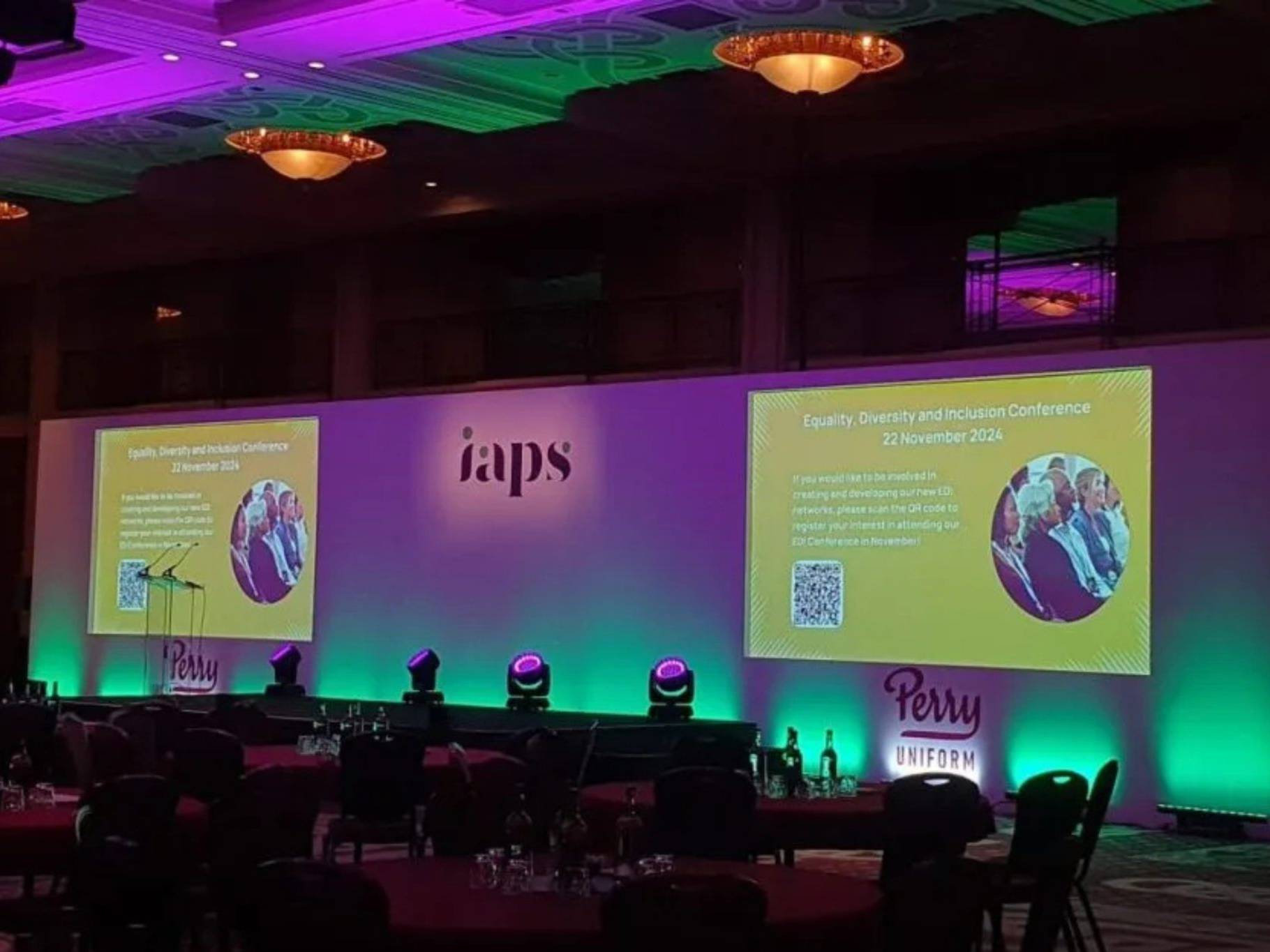 Premier Live AV production for IAPS at Celtic Manor Resort - stage and set build