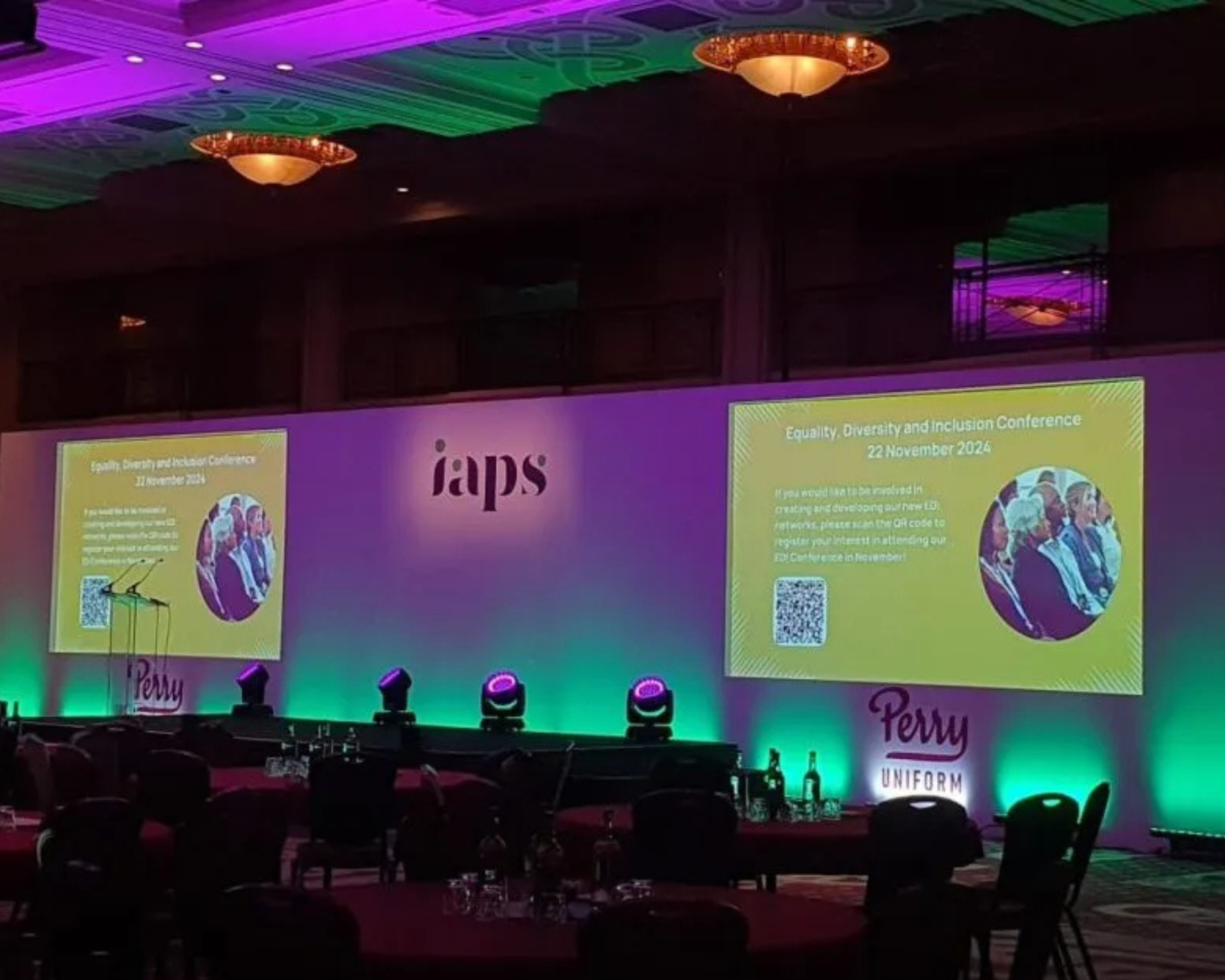 Premier Live AV production for IAPS at Celtic Manor Resort - stage and set build