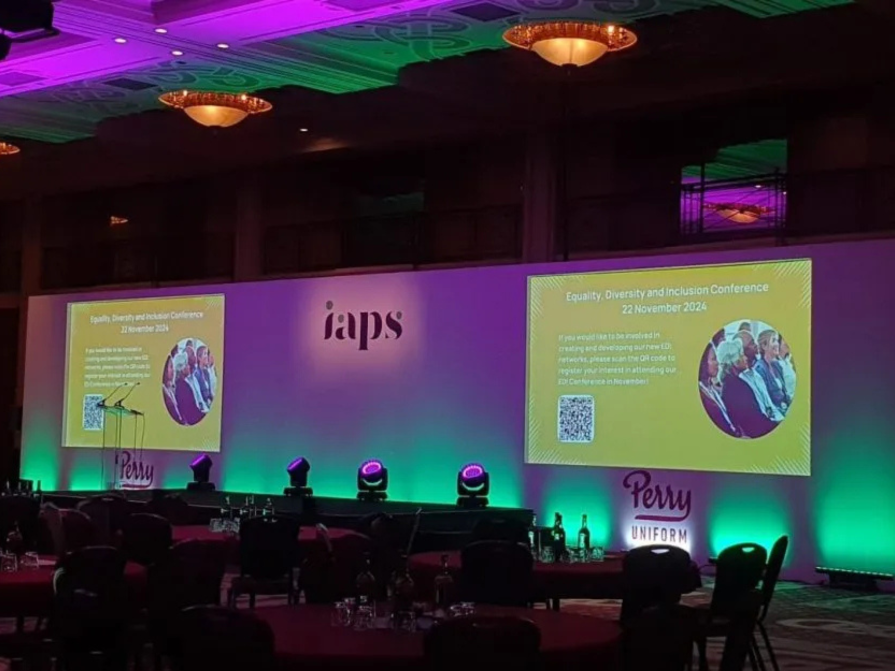 Premier Live AV production for IAPS at Celtic Manor Resort - stage and set build