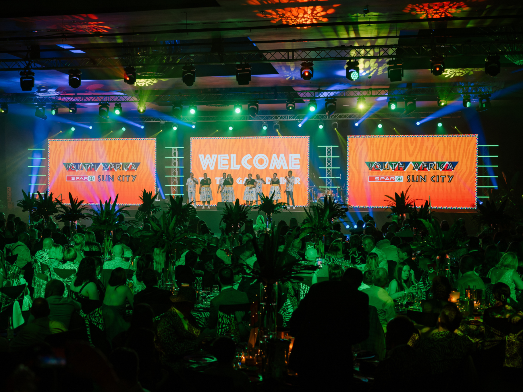 Premier Live AV production for SPAR South Africa at The Palace Resort - stage and set build