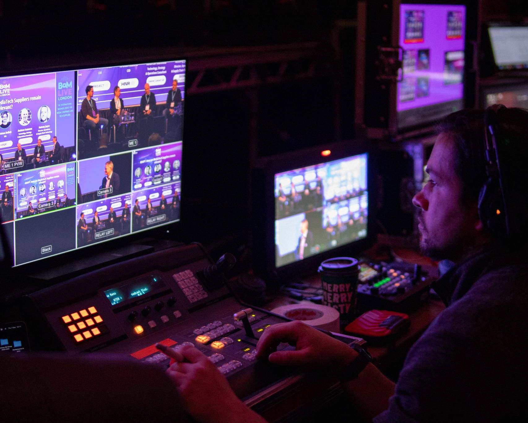 Premier Live AV production for IABM at Novotel London West, Hammersmith - AV control position