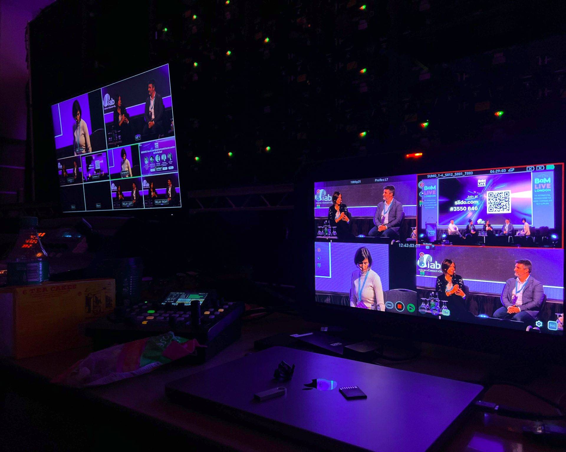 Premier Live AV production for IABM at Novotel London West, Hammersmith - screen and video content