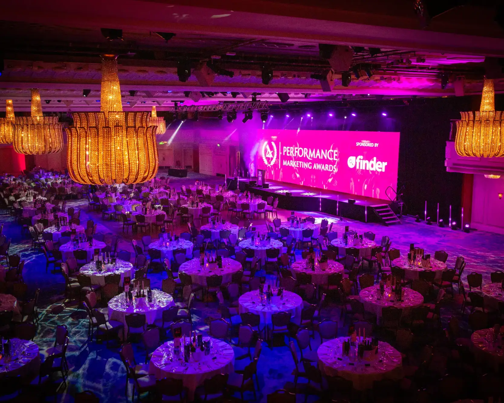 Premier Live AV production for Hello Partner at Grosvenor House Hotel, London - lighting rig