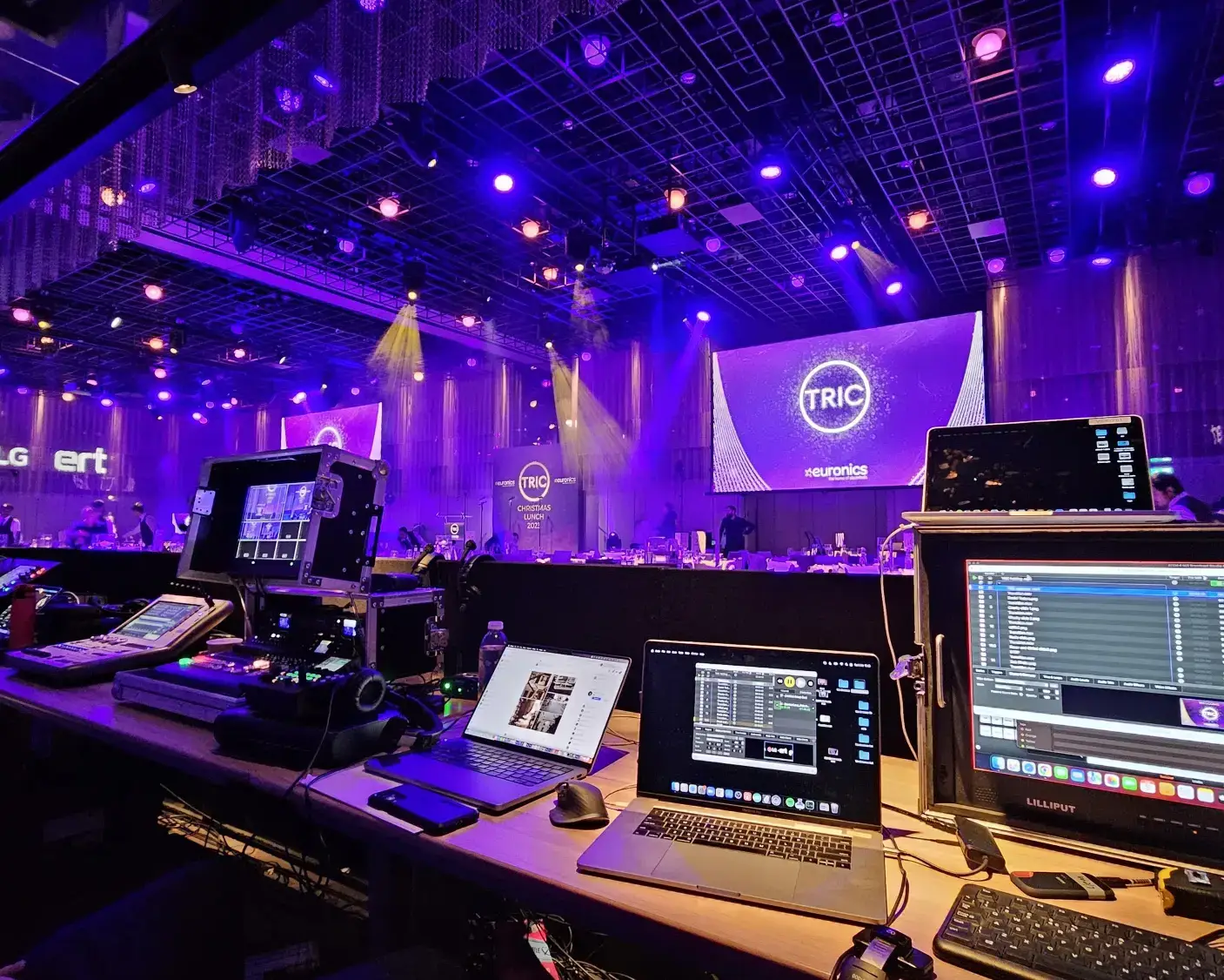 Premier Live AV production for TRIC (The Television and Radio Industry Club) at The Londoner Hotel, London - lighting rig