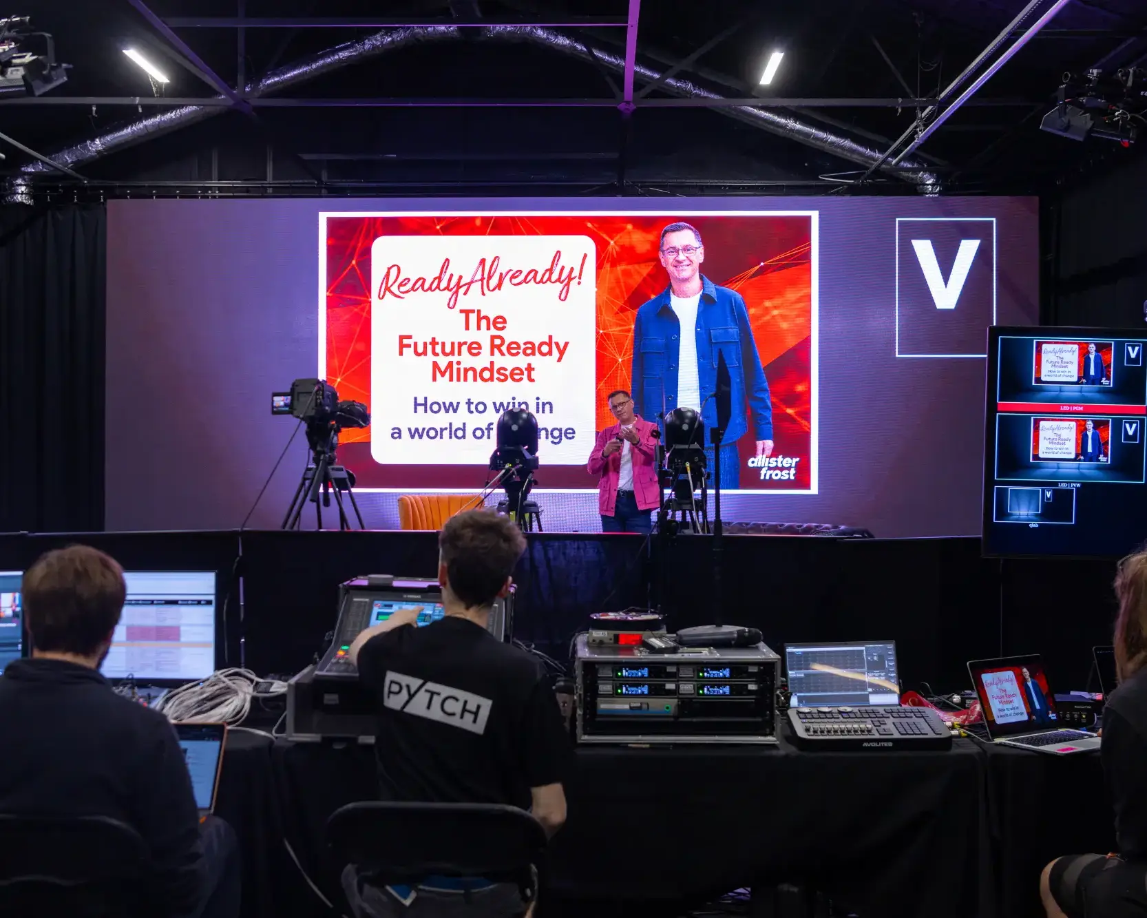 Premier Live AV production for Crowd Comms at Box 7 Studio, Skyline Park - lighting rig