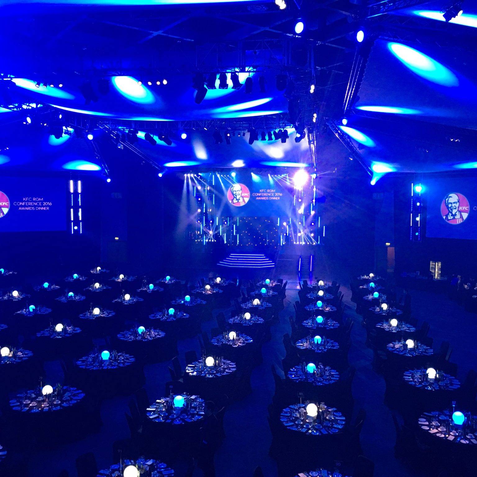Premier Live AV production for KFC (RGM Fest) at Exhibition Centre Liverpool - staging and scenic