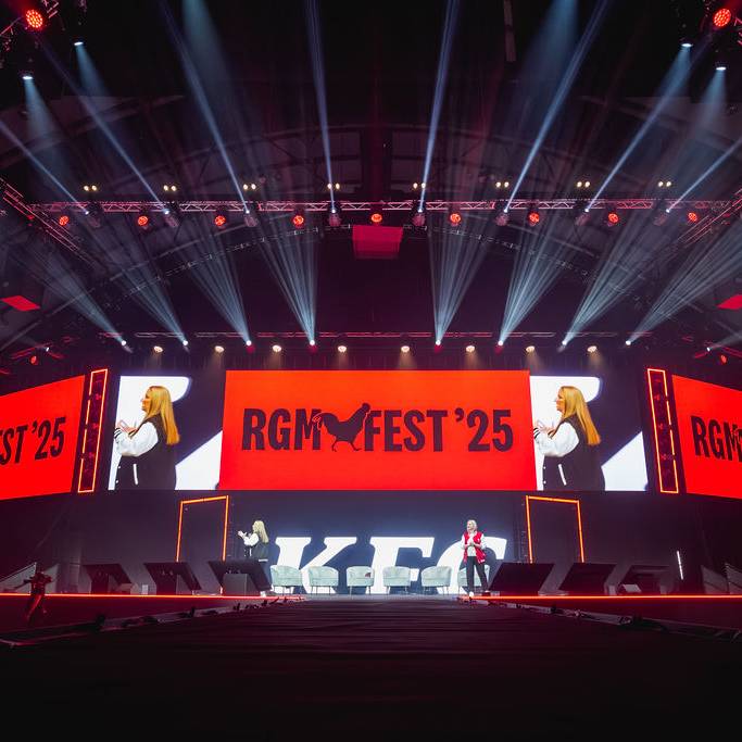 Premier Live AV production for KFC (RGM Fest) at Exhibition Centre Liverpool - lighting rig