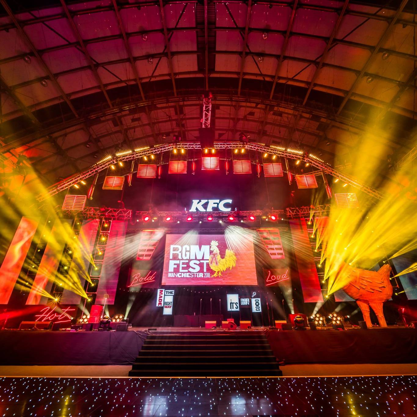 Premier Live AV production for KFC (RGM Fest) at Exhibition Centre Liverpool - production detail